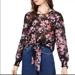 Bar III floral tie front blouse. Size M